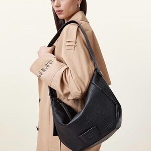 All Saints Madea black leather slouchy shoulder bag